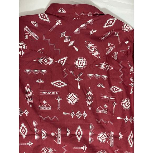 Wrangler Women’s Aztec Shirt – Size Medium, Desert Red, Long Sleeve Western - Picture 6 of 8